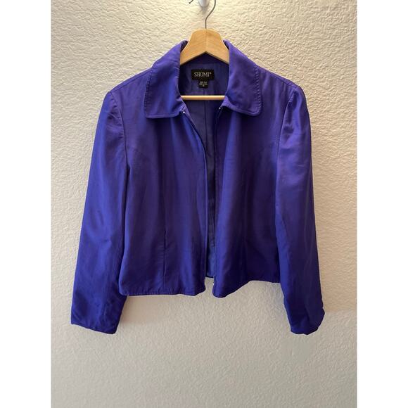 Vintage SHOMI 100% Silk Purple Tailored Jacket Y2K Sz 10 Old Money Quiet Luxury - Picture 2 of 7